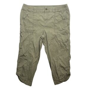 Dip Women's Plus Size 16W Olive Green Cargo Capri Pants Stretch Cotton Blend